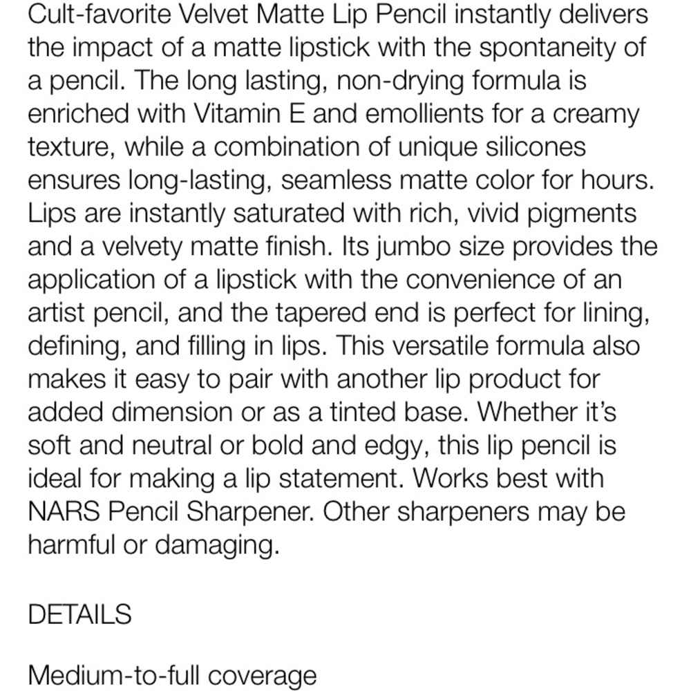 NARS Velvet Matte Lip Pencil Cruella - Picture 14 of 14